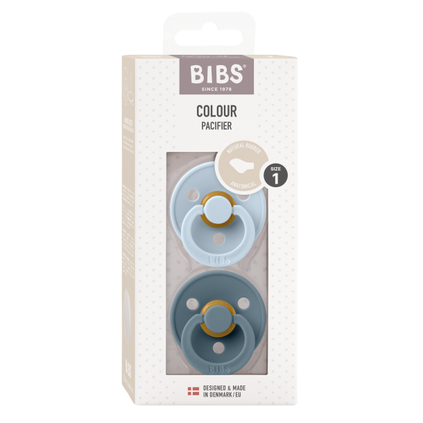 BIBS - Colour - Anatomisk -  2-pack - Str. 1 - Baby Blue/Petrol